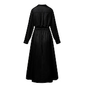 Damen Hemdblusenkleid Freizeitkleid Swingkleid Maxi Langes Kleid Outdoor Büro Urlaub Basic Modern Hemdkragen Geraffte Tasche Langarm Sommer Frühling Herbst 2023 Regular Fit Schwarz Armeegrün preiswerte schwarzes Maxikleid-Damen Hemdblusenkleid Freizeitkleid Swingkleid Maxi Langes Kleid Outdoor Büro Urlaub Basic Modern Hemdkragen Geraffte Tasche Langarm Sommer Frühling Herbst 2023 Regular Fit Schwarz Armeegrün