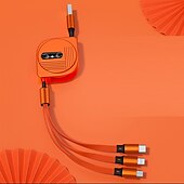 זול כבלי טלפון סלולרי-כבל טעינה רב 3.9 רגל usb a ל-lightning / micro / usb c 3 טעינה מהירה 3 ב-1 סיבוב מגנטי 540 לאביזר טלפון סמסונג אייפון