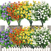 economico Piante e Fiori Artificiali-Confezione da 2 / confezione da 8 fiori artificiali fiori di plastica finti resistenti ai raggi UV all&#039;aperto rose non sbiadiscono piante di plastica finta per la decorazione del giardino di casa di