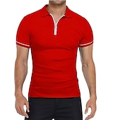 cheap Vacation-Men&#039;s Golf Shirt Polo Sports &amp; Outdoor Casual Quarter Zip Short Sleeve Fashion Streetwear Solid Color Plain Zipper Summer Light Blue Black White Red Navy Blue Dark Grey Golf Shirt