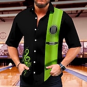economico Camicia da Bowling da Uomo-Per uomo Strumento musicale Camicia Camicia Estiva Camicia da Bowling Manica Corta Moda Anni 1950 Casual Vacanza Quotidiano Uscire Estate Collo ripiegato Stampato Rosso Blu Marrone Verde Grigio