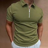 levne Pánské klasické polo-Pánské Polo na zip Golfová košile Dovolená Ležérní Čtvrtletní zip Krátký rukáv Módní Pevná barva Bez vzoru Klasika Léto Běžný Černá Bílá Námořnická modř Královská modř Bleděmodrá Polo na zip