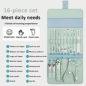 cheap Travel &amp; Luggage Accessories-St.Patrick&#039;s Day Manicure Set 16 In 1 Full Function Kit Professional Stainless Steel Pedicure Sets With Leather Portable Case Idea Gift