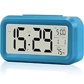 cheap Décor &amp; Night Lights-Smart Night Light Digital Alarm Clock with Date Indoor Temperature Battery Operated Bedside Clock Digital Display for Bedroom Desk Gifts Clock