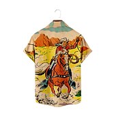 tanie Koszula Vintage-Derby Kentucky Męskie Zabytkowe Kowboj Koszula Koszula hawajska Koszula Aloha Krótkie rękawy Koszula Wieczorne Zabytkowe Moda Moda miejska Ulica Codzienny Hawajskie Żółty Czerwony Niebieski S M L