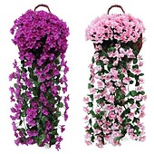 preiswerte Künstliche Pflanzen &amp; Blumen-Lebendiger künstlicher hängender Orchideenstrauß, Simulationsblumenrebe, violette hängende Blumenrebe, Wandbehang, Orchideen-Hängekorb, Blumenbalkon, Heimdekoration, Blumenwand für Hochzeit, Gartendekoration
