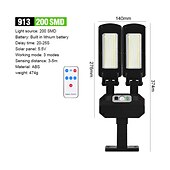 economico Lampioni-lampione solare per esterni lampada da parete a doppia testa con 3 modalità impermeabile sensore di movimento pir illuminazione di sicurezza per giardino patio portico garage 1pz