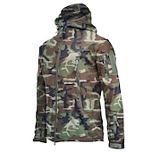abordables Chaquetas y abrigos de hombre-operaciones especiales de los hombres chaqueta táctica militar de caparazón suave abrigo de caza con capucha abrigo de lana con capucha al aire libre térmico cálido impermeable a prueba de viento forrado con vellón ligero gabardina de invierno superior pe