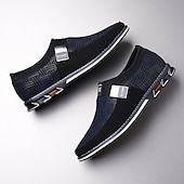 ieftine Saboți și Mocasini Bărbați-mocasini casual pentru bărbați – pantofi respirabili cu model negru și gri, cu cataramă metalică, confortabili și ușori pentru purtarea de zi cu zi