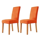cheap Dining Chair Cover-2 Pcs Dining Chair Cover Burgundy Velvet Stretch Chair Seat Slipcover Spandex with Elastic Bottom Protector for Dining Room Wedding Ceremony Durable Washable