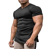 Men's T Shirt Cool Shirt Short Sleeves Crew Neck Summer Striped Designer Basic Modern Contemporary Vacation Street Going out Black White Wine Top Tee for Men 14