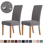 baratos Capa para Cadeira de Jantar-2 peças capa para cadeira de jantar cor de vinho, capa elástica repelente de água para assento de cadeira, elastano com protetor de fundo elástico para sala de jantar, cerimônia de casamento,