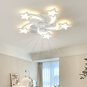 preiswerte Deckenventilator-Leuchten-LED-Deckenventilatoren dimmbar mit Fernbedienung Contral Blumendesign 20 &quot;/ 39&quot; 5/9-Köpfe Unterputz-Deckenleuchte Acryl-Lampenschirm-Kronleuchter Schlafzimmer Wohnzimmer