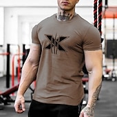 abordables Camiseta gráfica para hombres-Hombre Graphic Letra Arañazos Camiseta Tee Algodón Manga Corta Gráfico Camisa Negro Blanco Verde Ejército Camiseta cómoda Aptitud física Gimnasia Ropa de diseñador de moda