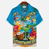 abordables Chemise de Bowling pour Hommes-Homme cocktail Filles hula Chemise Chemise de quilles Chemise boutonnée Manche Courte Rétro Vintage Tropique Mode Casual Plage Eté Printemps Col rabattu Imprimer Bouton bas Blanche Jaune Vert Claire