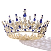 baratos Acessórios de penteados-tiara de prata e coroa para mulheres coroas de rainha de cristal strass princesa tiaras para menina noiva casamento acessórios de cabelo para noiva festa de aniversário baile de formatura halloween