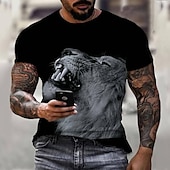 abordables T-shirts à imprimé animal-Homme Unisexe tigre Imprimés Photos T shirt Manche Courte T-shirt 3D effet Col Ras du Cou Chemise Sportif Décontractées Grand et grand Extérieur Plein Air du quotidien Noir / Blanc Argent + or Or