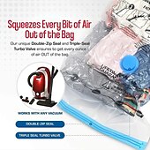 baratos armazenamento de bagagem e viagem-Pacote com 5 sacos de vácuo para viagem com bomba de vedação para roupas, cobertores, bolsa de armazenamento com válvula, borda transparente, organizador comprimido dobrável, pacote com vedação para economia de espaço em viagens