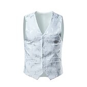 abordables Gilets-Homme Gilet Usage quotidien Sortie Festival Entreprise basique Printemps &amp; Automne Poche Lin Respirable Doux Confortable Imprimé Boutonnage Simple Col V Standard Blanc / Blanc Noir Gilet