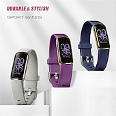billige Fitbit klokkebånd-6-pakning Reim til Smartklokke Kompatibel med Fitbit Luxe Myk silikon Smartklokke Stropp Justerbar Solo loop Kvinner menn Sportsrem Erstatning Armbånd