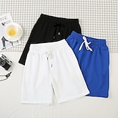 billiga Vardagsshorts-Herr Aktiv Shorts Casual shorts Ficka Snörning Elastisk dragsko-design Ensfärgat Komfort Andningsfunktion Kort Utomhussport Ledigt Dagligen Mode Streetwear Svart Vit Microelastisk
