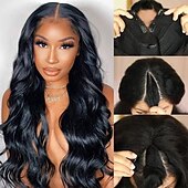cheap Human Hair Capless Wigs-Remy Human Hair Wig Short U Part Body Wave With Bangs Natural Color Women Soft Easy dressing Machine Made Brazilian Hair Women&#039;s Natural Black #1B 8 inch 10 inch 12 inch Vacation New Year Rehearsal