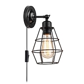 billiga Vägglampor för inomhusbelysning-led vägglampa plug-in trådbur vägglampa industriell vägglampa med sladd rustik vägglampa på/av-brytare retro vägglampa för sänggavel sovrum