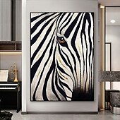 billiga Djurmålningar-oljemålning 100 % handgjord handmålad väggkonst på duk abstrakt landskap zebra djur modern heminredning dekor rullad duk utan ram osträckt