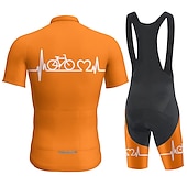 cheap Men's Clothing Sets-Men's Cycling Jersey with Bib Shorts Short Sleeve Mountain Bike MTB Road Bike Cycling Blue Red Orange Bike 3D Pad Quick Dry Breathable Spandex Sports Clothing Apparel