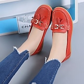 billige Flate sko til kvinner-Dame Flate sko Slip-Ons Store størrelser Klassiske Loafers Myke sko Arbeid Daglig Vandring Helfarge Sommer Flat hæl Kvadratisk Tå Fritid minimalisme Fuskelær PU Tøfler Lyseblå Vin Svart
