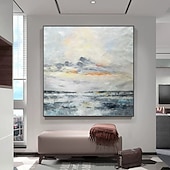 お買い得  抽象画-ミンチュラ手作り油絵キャンバス壁アート装飾現代抽象風景家の装飾のためのロールフレームレス未延伸絵画