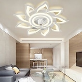 preiswerte Deckenventilator-Leuchten-LED-Deckenventilatoren dimmbar mit Fernbedienung Contral Blumendesign 20 &quot;/ 39&quot; 5/9-Köpfe Unterputz-Deckenleuchte Acryl-Lampenschirm-Kronleuchter Schlafzimmer Wohnzimmer