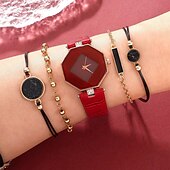 abordables Montres à quartz-5 pièces/ensemble montre pour femme ensemble de montre à quartz coréen décontracté pour femme