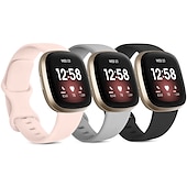 お買い得  Fitbitウォッチバンド-4パック 3パック スマートウォッチバンド と互換性があります Fitbit Versa 4 Sense 2 Versa 3 Sense ソフトシリコーン スマートウォッチ ストラップ 調整可 女性 男性 スポーツバンド 置換 リストバンド