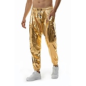 levne oblečení-sada s lesklým kovovým tričkem jogger kalhoty 2 ks outfity pánské disco 80. léta cvičení cosplay kostým maškarní karneval párty klub