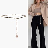 economico cintura-Per donna Cintura Web Catene in metallo Secchio di metallo Cord Wowen Informale Da cerimonia Feste Ufficio Nero