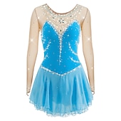 preiswerte Eiskunstlaufkleider-Eiskunstlaufkleid Damen Mädchen Eislaufen Kleider Austattungen Violett Weiß Gelb Patchwork Gitter Spandex Hochelastisch Ausbildung Wettbewerb Eiskunstlaufkleidung Patchwork Kristalle Langarm
