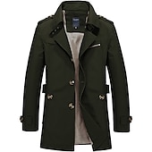 preiswerte Herren-Blazer &amp; -Anzüge-Herren Wintermantel Windbreaker Feldmantel Trenchcoat Geschäft Casual Winter Herbst Winter Polyester Windbreaker Oberbekleidung Bekleidung Strassenmode Einfarbig Fallendes Revers