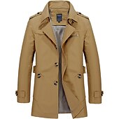 preiswerte Herren-Blazer &amp; -Anzüge-Herren Wintermantel Windbreaker Feldmantel Trenchcoat Geschäft Casual Winter Herbst Winter Polyester Windbreaker Oberbekleidung Bekleidung Strassenmode Einfarbig Fallendes Revers