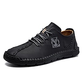 abordables Baskets-chaussures décontractées à lacets en similicuir vert pour hommes – coutures artisanales, coupe confortable et style vintage pour un usage quotidien