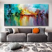 abordables Peintures Abstraites-grande taille peinture à l'huile 100% fait main peint à la main art mural sur toile coloré lac abstrait floraison feux d'artifice décoration de la maison décor toile roulée pas de cadre non étiré