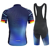 olcso Férfi ruházati szettek-Férfi Kerékpáros dzsörzé kantáros nadrággal Rövid ujjú Hegyi biciklizés Országúti biciklizés Nyár Medence Fekete Bíbor Mértani Bicikli 3D-s párna Gyors szárítás Hátizsák Nedvességelvezető Légáteresztő