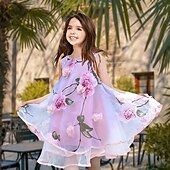 cheap Casual Dresses-Kids Girls&#039; Dress Flower Sleeveless Casual Active Daily Cotton Above Knee Casual Dress Floral Dress Summer Spring 4-12 Years Yellow Pink Purple
