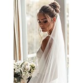 economico Veli sposa-stile formale a un livello / semplice / classico&amp;amp;velo da sposa senza tempo veli da cappella con abito in tulle di colore puro per stupire 2025