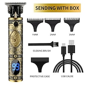cheap Hair Removal-Hair Clippers for Men oupool Professional Cordless Hair Trimmer - Electric T-Blade Beard Trimmer Shaver Edgers Zero Gapped Mens Grooming Kit Rechargeable LCD Hair Cutting Kit - Gifts for Men(Gold)
