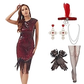 levne oblečení-Šaty Gatsby z 20. let se sadou doplňků z 20. let dámské flitry střapec třásňový kostým retro vintage cosplay party a večerní koktejlové šaty