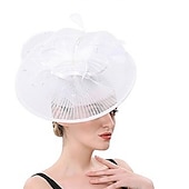 levne Fascinátory-Fascinátory Tyl Kentucky Derby Dostih koktejl retro Elegantní S Peří Tyl Přílba Pokrývky Hlavy
