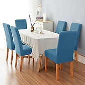 abordables Funda para silla de comedor-Funda elástica para silla de comedor, 6 piezas, para mascotas, con respaldo alto, de licra, color burdeos y rojo, con protector inferior elástico para comedor, ceremonia de boda, duradera, lavable