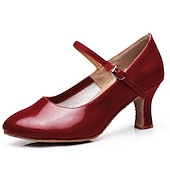 abordables Chaussures de bal, de danse moderne-chaussures de danse latine dorées pour femmes – talons de salon Mary Jane avec semelle en daim pour la salsa et la performance