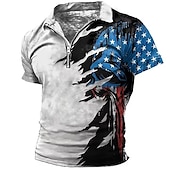 economico Festival-Per uomo Bandiera Americana Veterani Polo con zip Maglia da golf Manica Corta Magliette polo Camicie con Colletto Casual Abbigliamento casual alla moda Abbigliamento da vacanza Abiti da festa Stampa